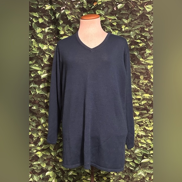 Lane Bryant Designs Co Wool Blend Sweater Teal Dark Blue Pullover Womens 14/16 - Picture 1 of 5